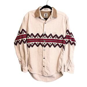 Madison Trader Women's Aztec Washed Cottons Button Up Long Sleeve Shirt Medium